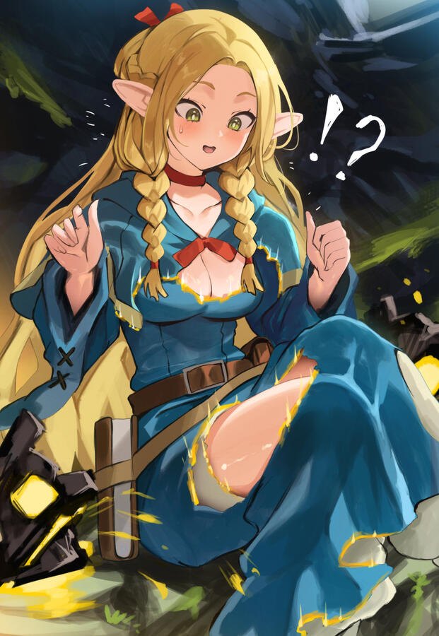 Promotional fanart for Dungeon meshi x Arknights collab